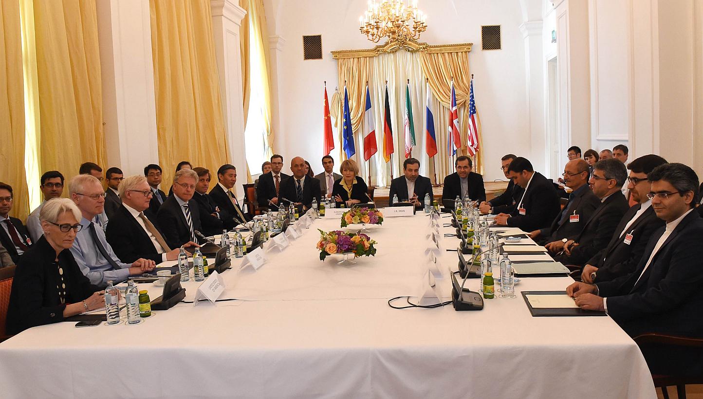 Representatives of the EU, US, Britain, France, Russia, Germany, China and Iran meet for another round of talks in Vienna, Austria on June 12, 2015. -- PHOTO: AFP