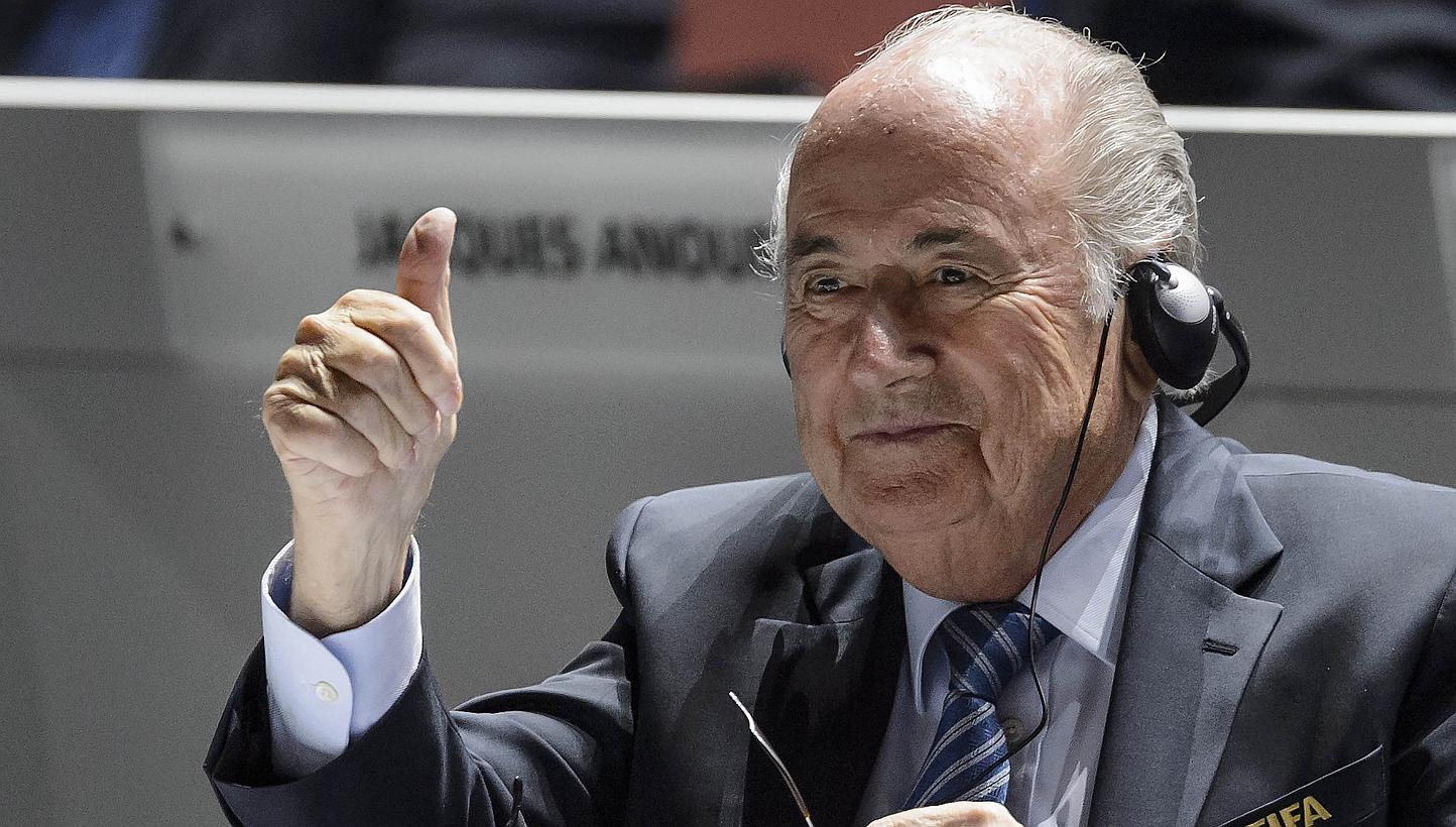 Sepp Blatter gives a thumb up at the opening of the 65th Fifa Congress in Zurich on May 29, 2015. Blatter may seek to stay on as the president of Fifa, a Swiss newspaper quoted an anonymous source close to Blatter as saying on Sunday. -- PHOTO: AFP&n