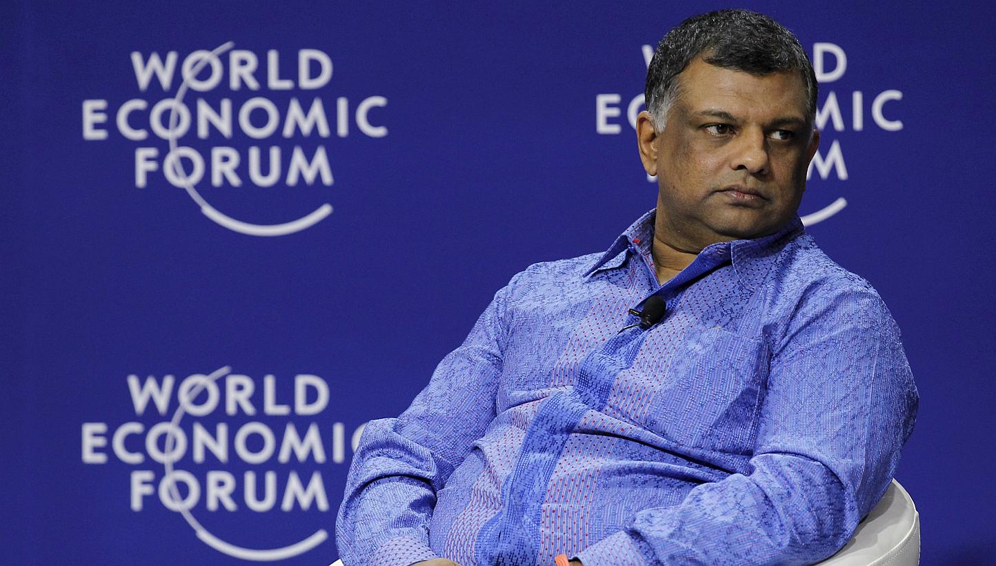 AirAsia Group Chief Executive Officer Tony Fernandes looks on during a televised session of World Economic Forum on East Asia in Jakarta, on April 20, 2015. -- PHOTO: REUTERS