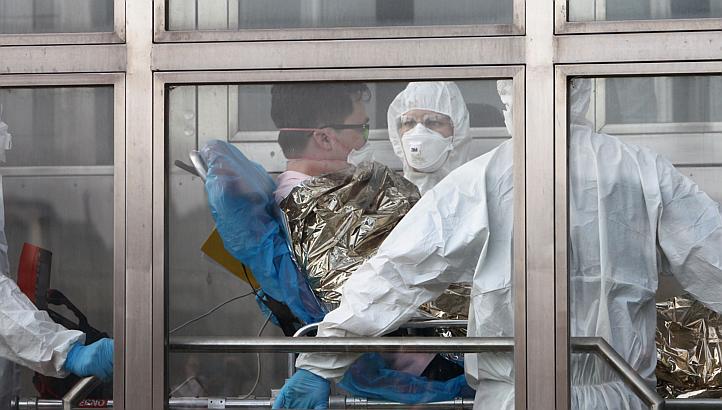 A 39-year-old South Korean patient suspected of suffering from Middle East Respiratory Syndrome (Mers) is admitted to Kramare hospital in Bratislava, Slovakia, after the he was transported by medical staff from the Northern Slovak town of Zilina on J