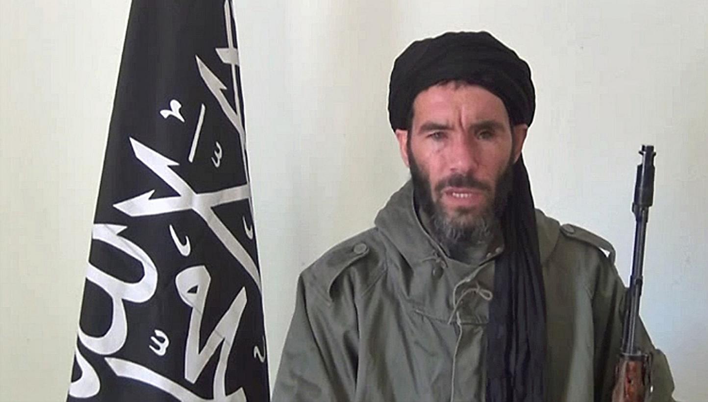 A file photograph taken on Jan 17, 2013, an undated grab from a video obtained by ANI Mauritanian news agency, reportedly shows former Al-Qaeda in the Islamic Maghreb (AQIM) emir Mokhtar Belmokhtar speaking at an undisclosed location. -- PHOTO: AFP&n