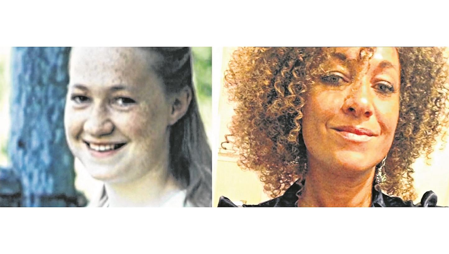(Left) A fair-skinned and blonde Rachel Dolezal. Dolezal, a prominent activist for civil rights in the United States, claimed for years that she was partly black. -- PHOTO: SCREENGRAB/ CNN 