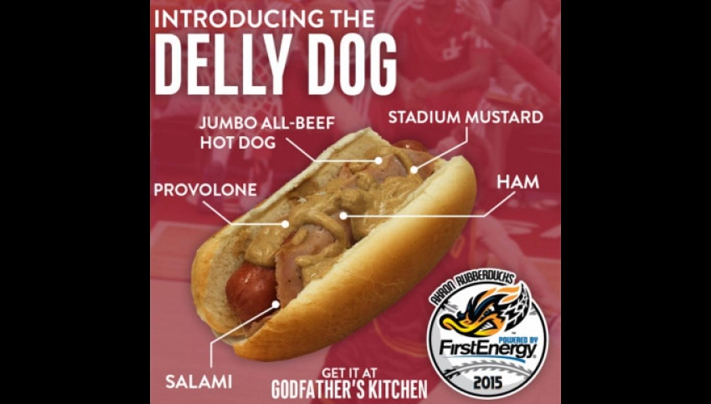 The hot new hometown delicacy in Akron is the Delly Dog. -- PHOTO: Akron RubberDucks