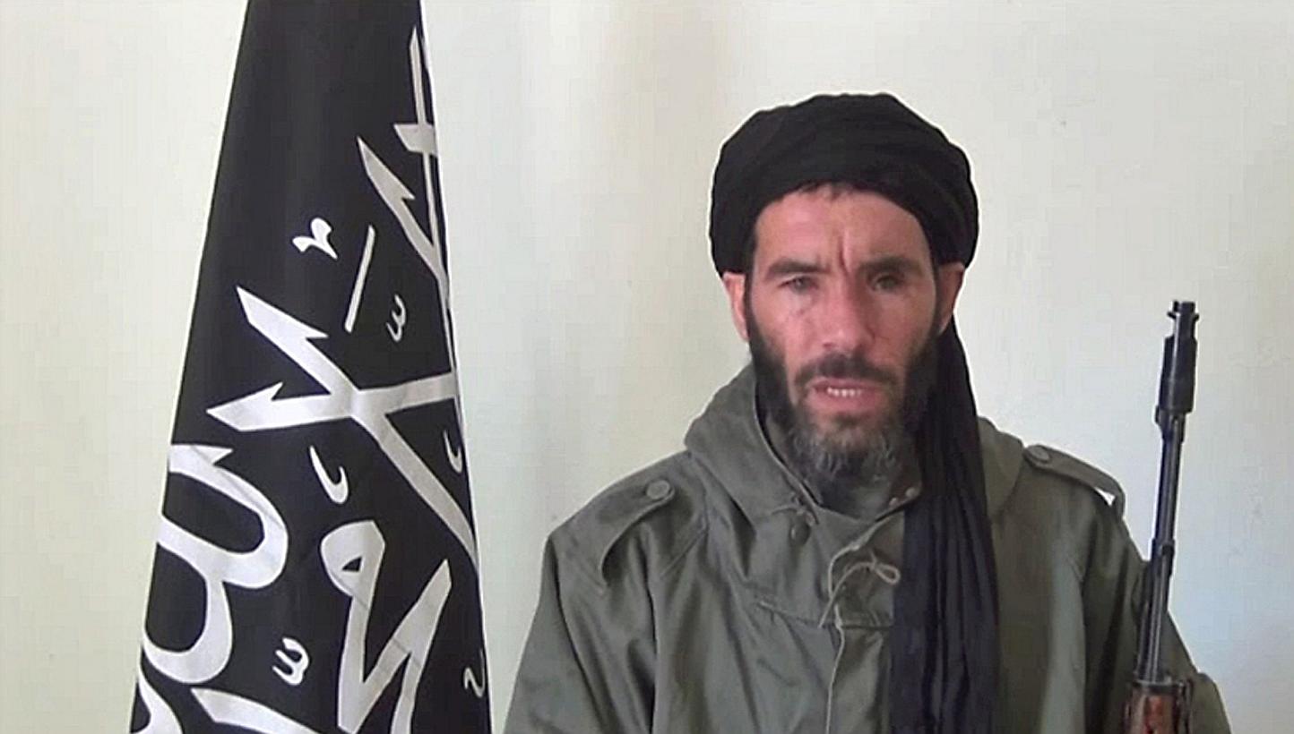 A file photograph taken on Jan 17, 2013, from a video obtained by ANI Mauritanian news agency reportedly shows former Al-Qaeda in the Islamic Maghreb (AQIM) emir Mokhtar Belmokhtar speaking at an undisclosed location. -- PHOTO: AFP