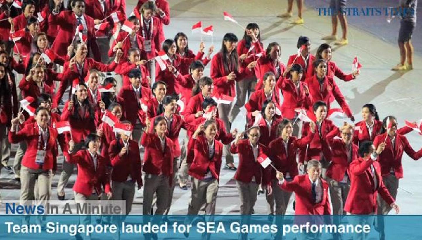 In today's The Straits Times News In A Minute video, team Singapore's SEA Games medal haul of 84 golds, 73 silvers and 102 bronzes was lauded by team officials as the country's best performance ever. -- SCREENSHOT: RAZOR.TV 