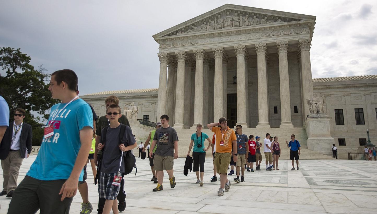 Tour groups visit the Supreme Court in Washington, DC on Monday. -- PHOTO: EPA