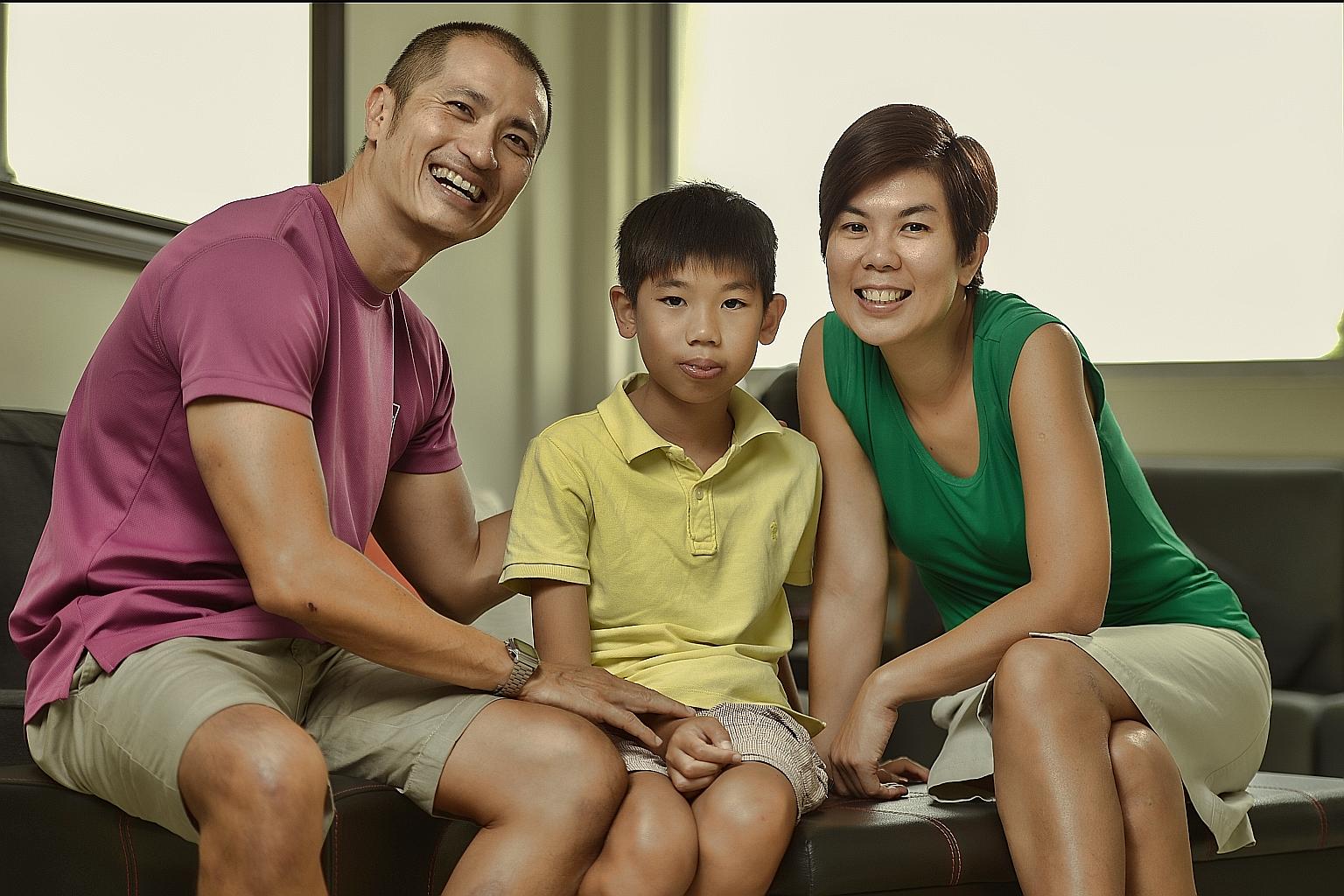 Mr Lawrence Ng, his wife Jen, and their son Kai Herng. Mr Ng's life revolves around being Kai Herng's father, coach, cheerleader and "only friend".