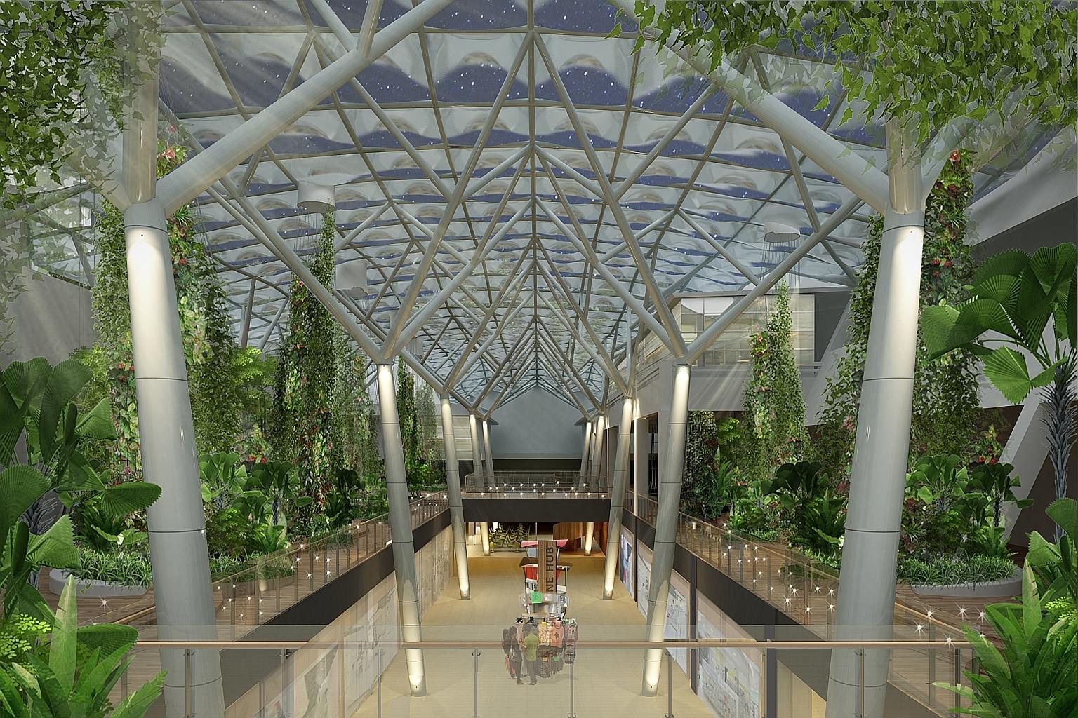 An artist's impression of the area outside NTU's Lee Wee Nam Library, which is being converted into a lifestyle hub as part of the university's push to become a "mini-city".