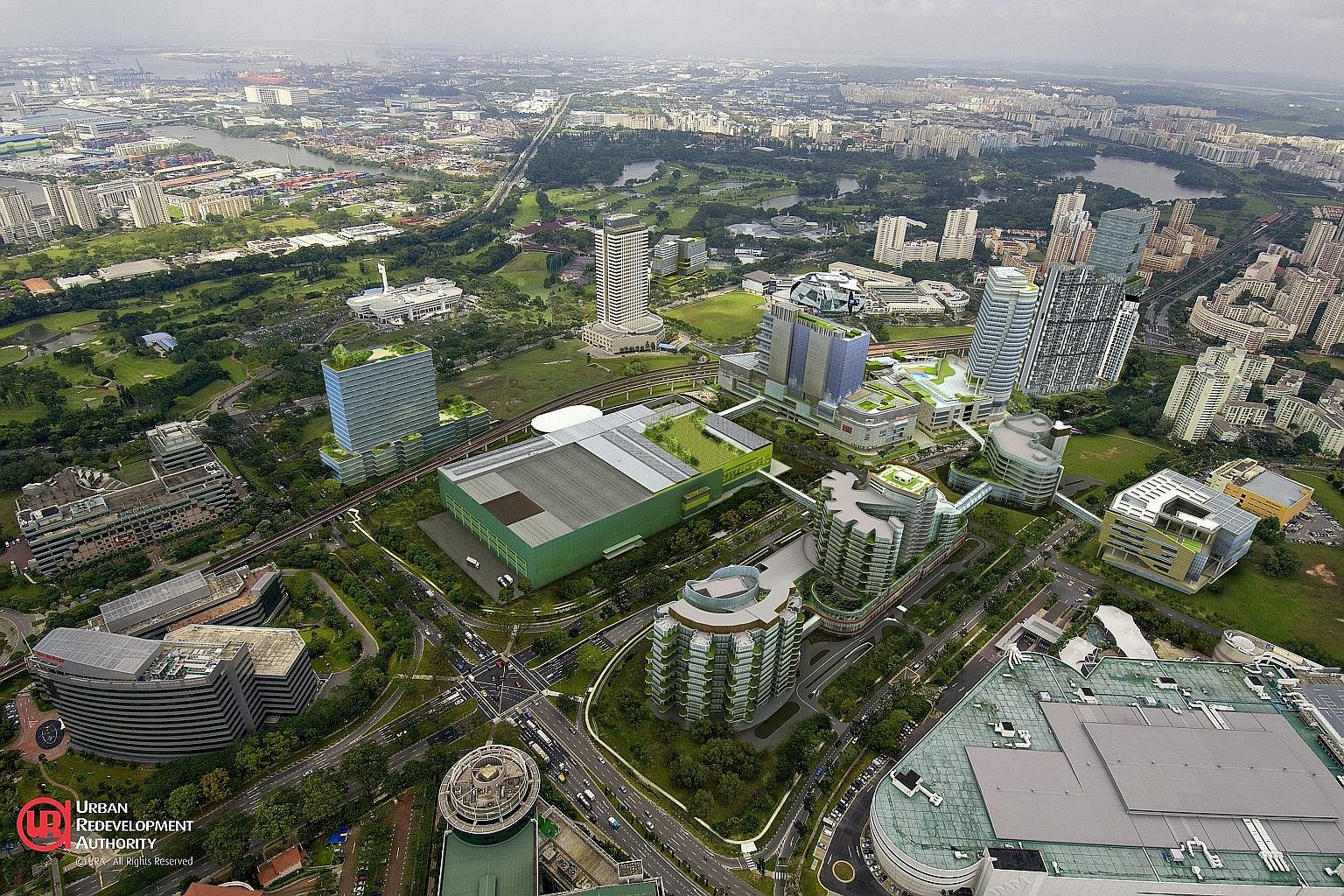 An artist's impression of the Jurong Lake District, where most of Singapore's cutting-edge smart city solutions are currently being tested. More than 1,000 data sensors are being deployed there in sustainability, urban mobility, and improving sensing