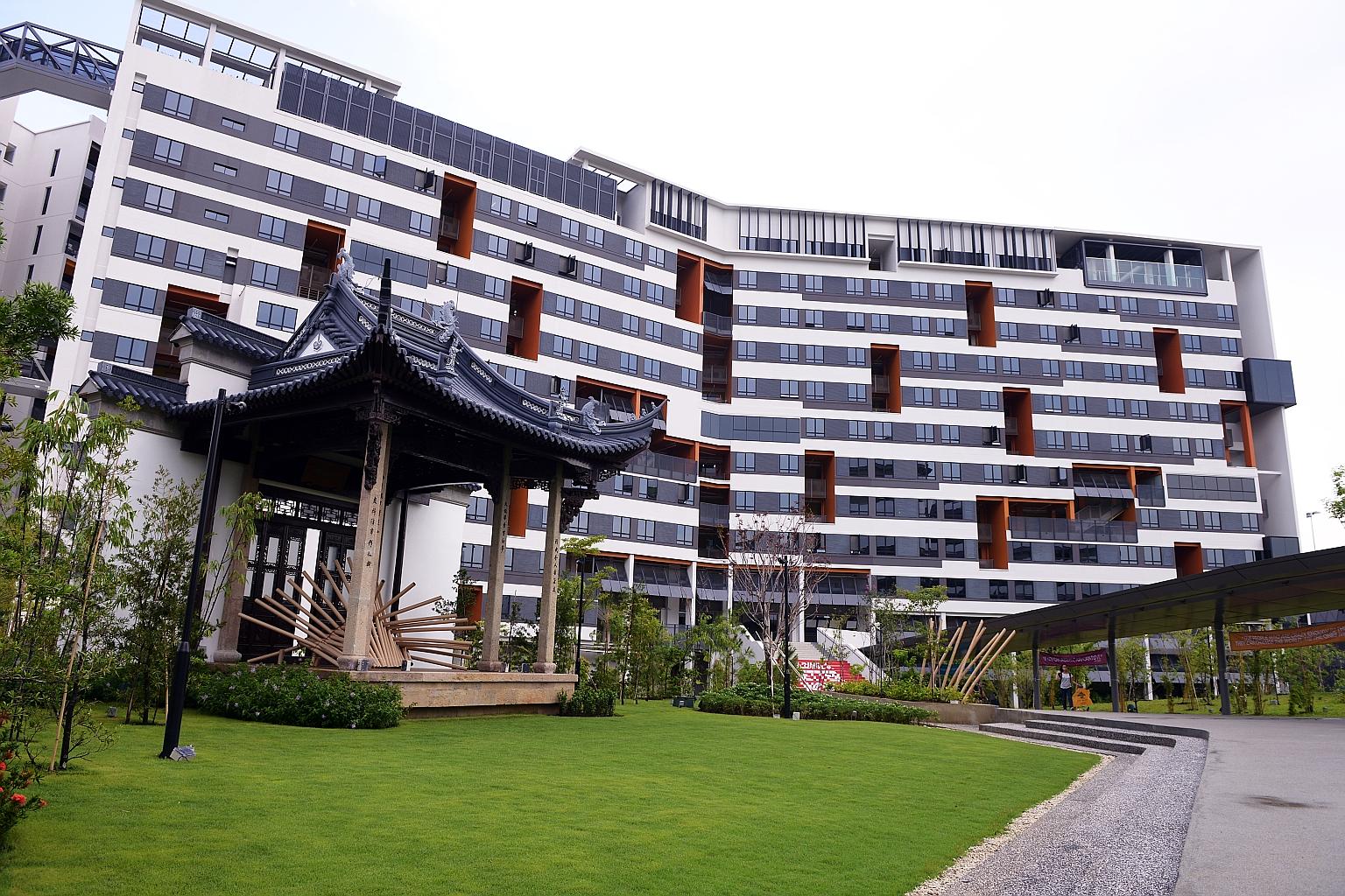 This ancient Chinese opera stage (left foreground) is one of Hong Kong action movie star Jackie Chan's gifts to the Singapore University of Technology and Design's new campus in Somapah Road.