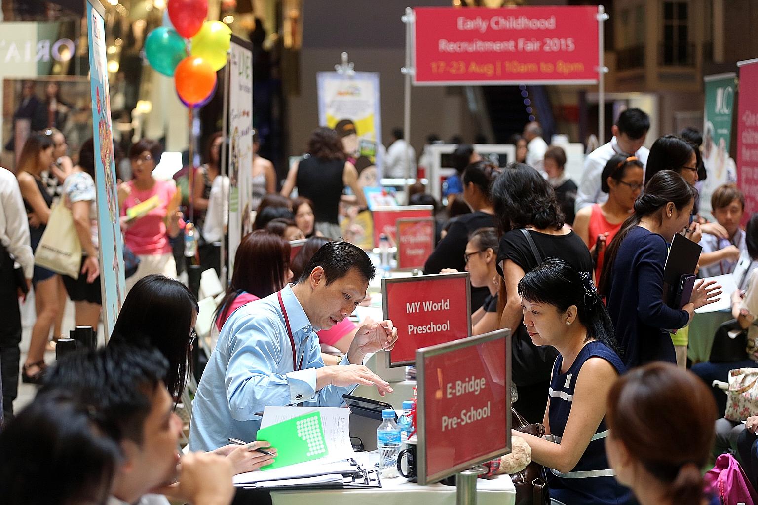 The Early Childhood Recruitment Fair is on at 313@somerset till Sunday. It aims to attract more people to join the pre-school sector.