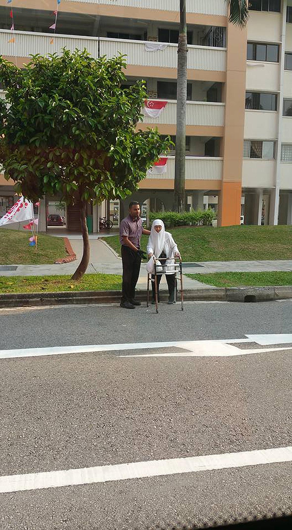 Mr Mohamad Farif Shahbudin got off the bus to help a frail old woman, who was using a walking frame, cross a busy street.