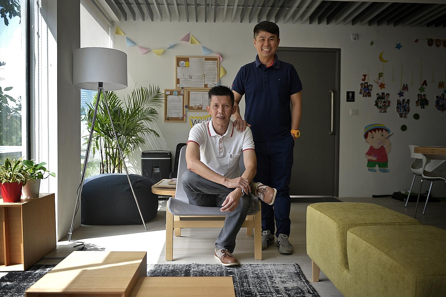 Mr Anthony Loh (seated) gained confidence and found a new job with social worker Brian Khor's help.