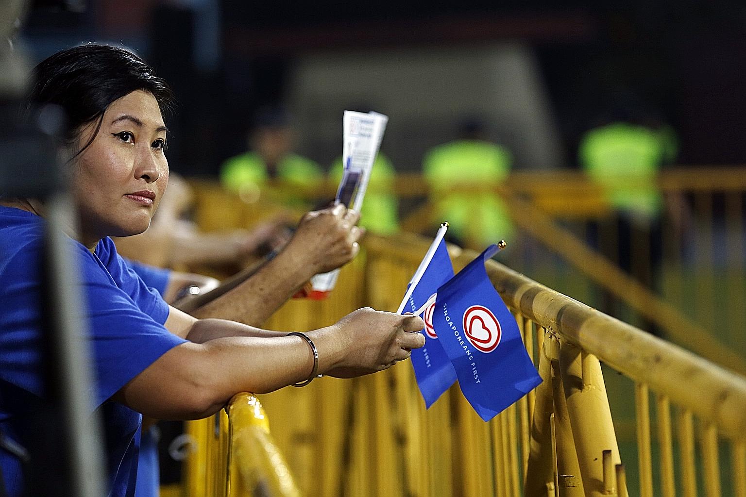 SingFirst held its first election rally in Jurong Stadium. Its candidates stuck to the party's call for a change in immigration policy.