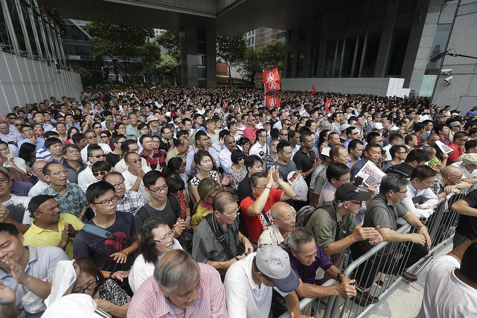 Tailoring speeches at the rally in the financial district to the more well-to-do, SDP leaders said they believed constituents in Holland-Bukit Timah GRC, where many of the richest Singaporeans live, would want to do their part to help the less privil