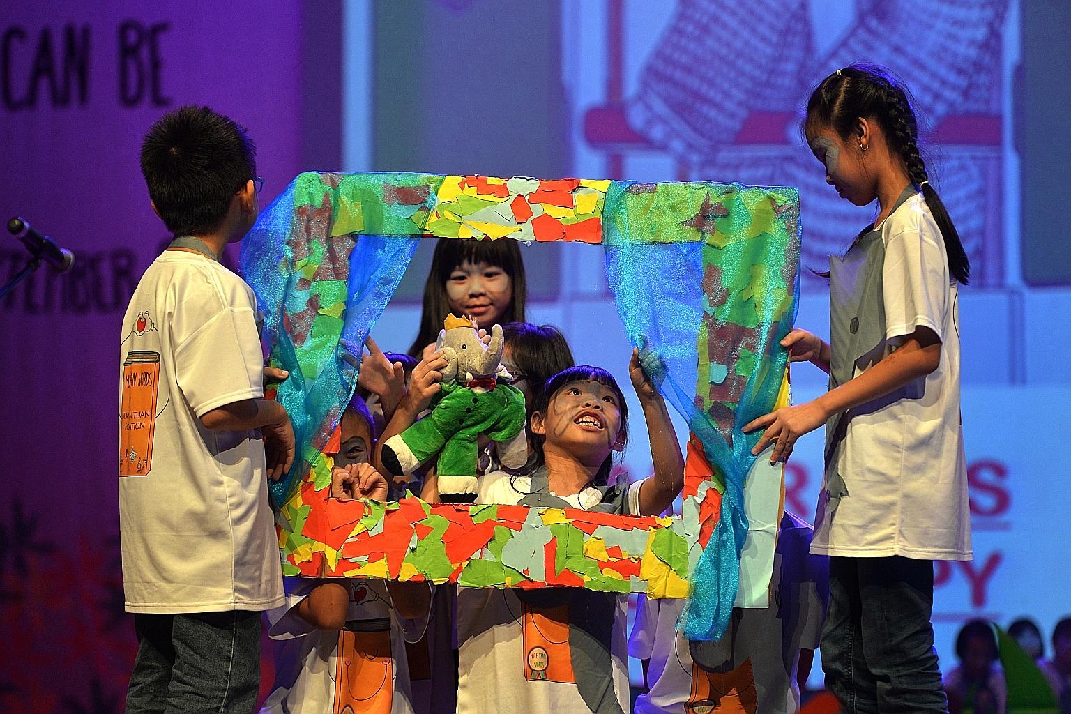 All in, 200 children sang, danced and acted yesterday in a display of the arts skills they acquired over the past two months. The Tan Chin Tuan Foundation sponsored their lessons and organised the performance.