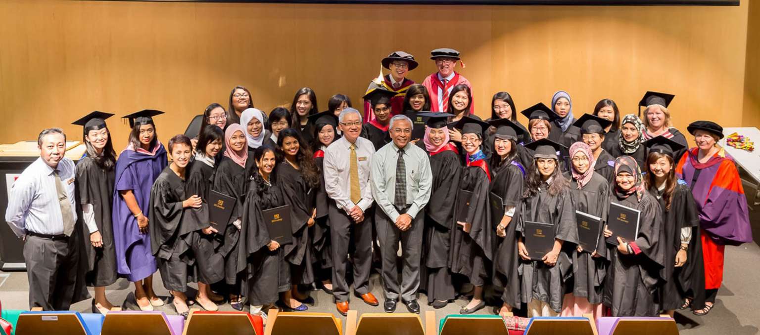 Some of the students of private school DAS Academy who graduated yesterday, with Senior Parliamentary Secretary for Education and Manpower Hawazi Daipi (centre, in green shirt).