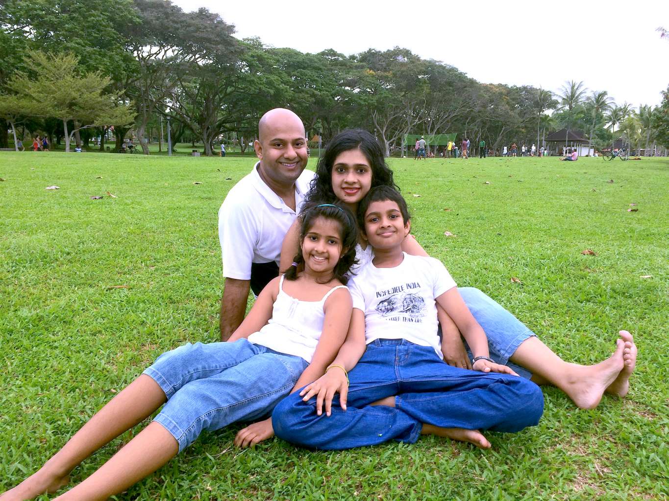 Mr Manoj Vasudevan with his wife, Ms Sindu Sreebhavan, son Advaith and daughter Aditi in a family outing at Pasir Ris Park. Mr Vasudevan reached the championship's semi-finals in 2012 and 2013. The third placing on Aug 15 was his first win in the competit