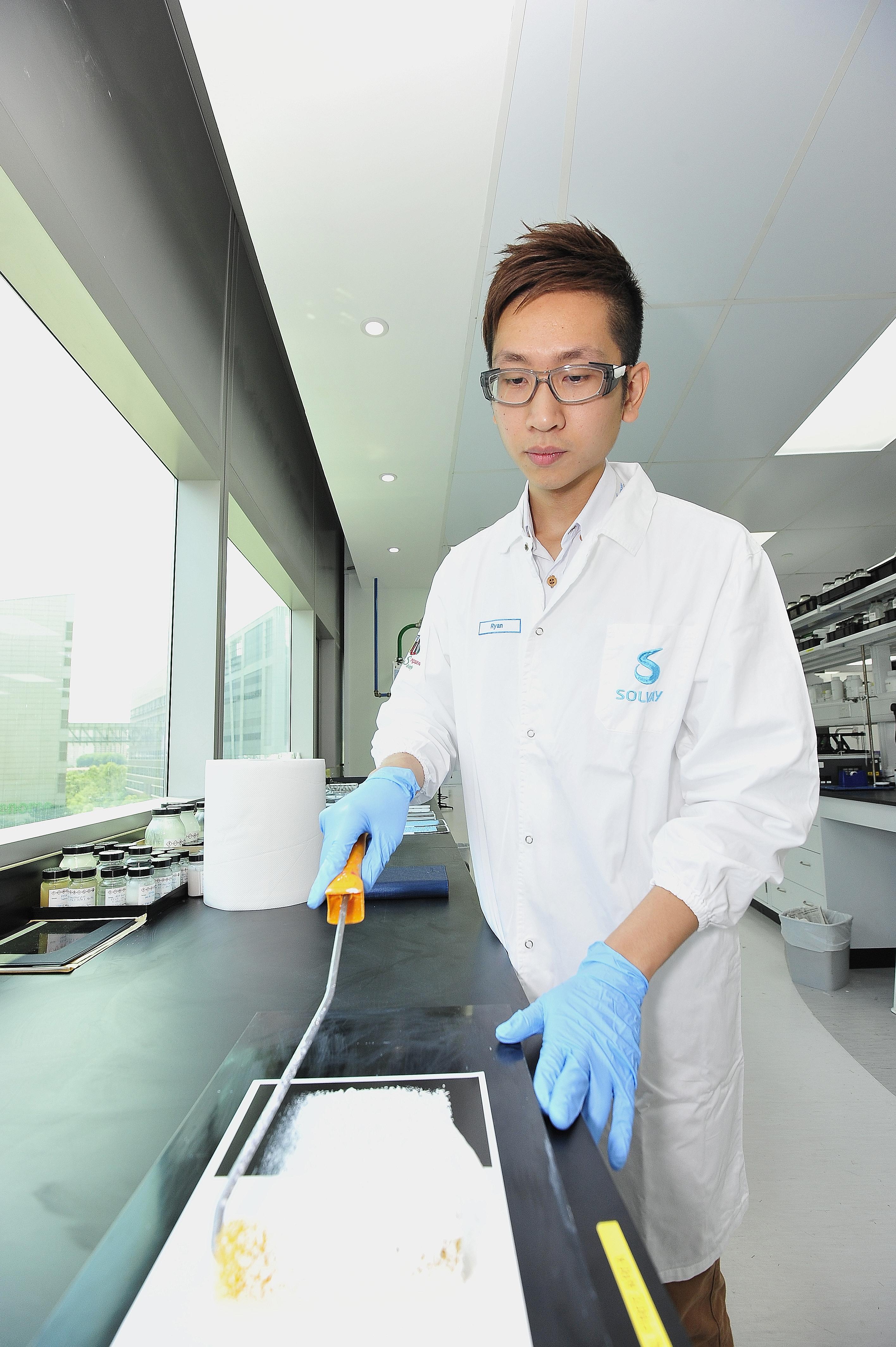 Research scientist Ryan Lin hopes to use "green chemistry" to improve the environment.