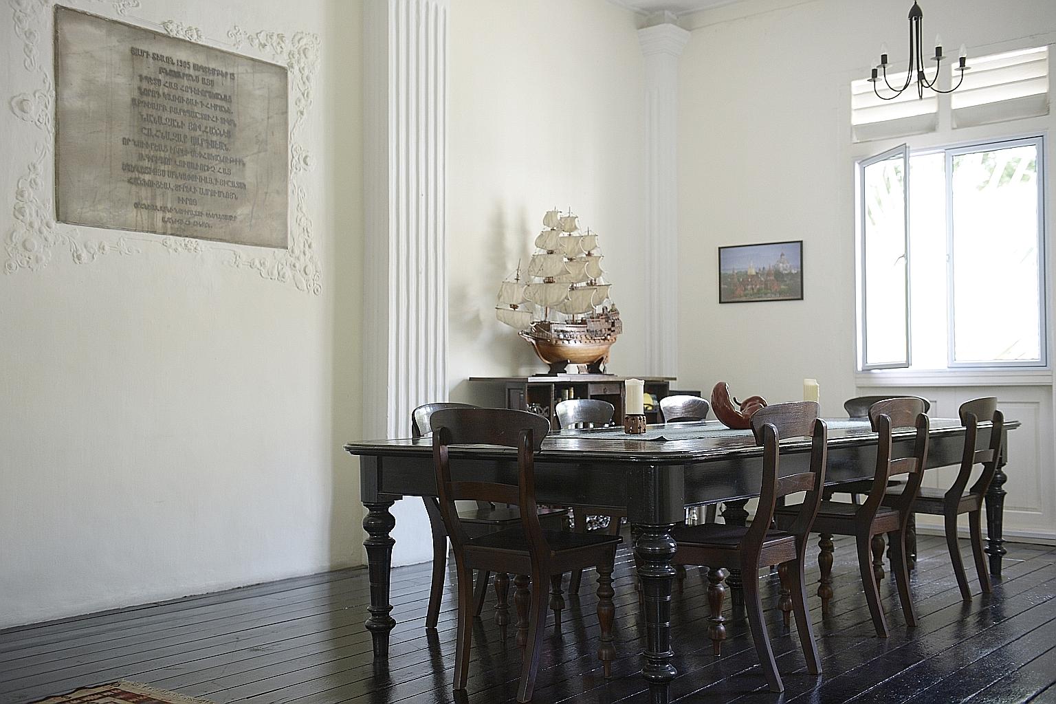 The well-preserved wooden dining set in a corner of the 110-year-old parsonage has been there since the building's early days in the 1900s. 