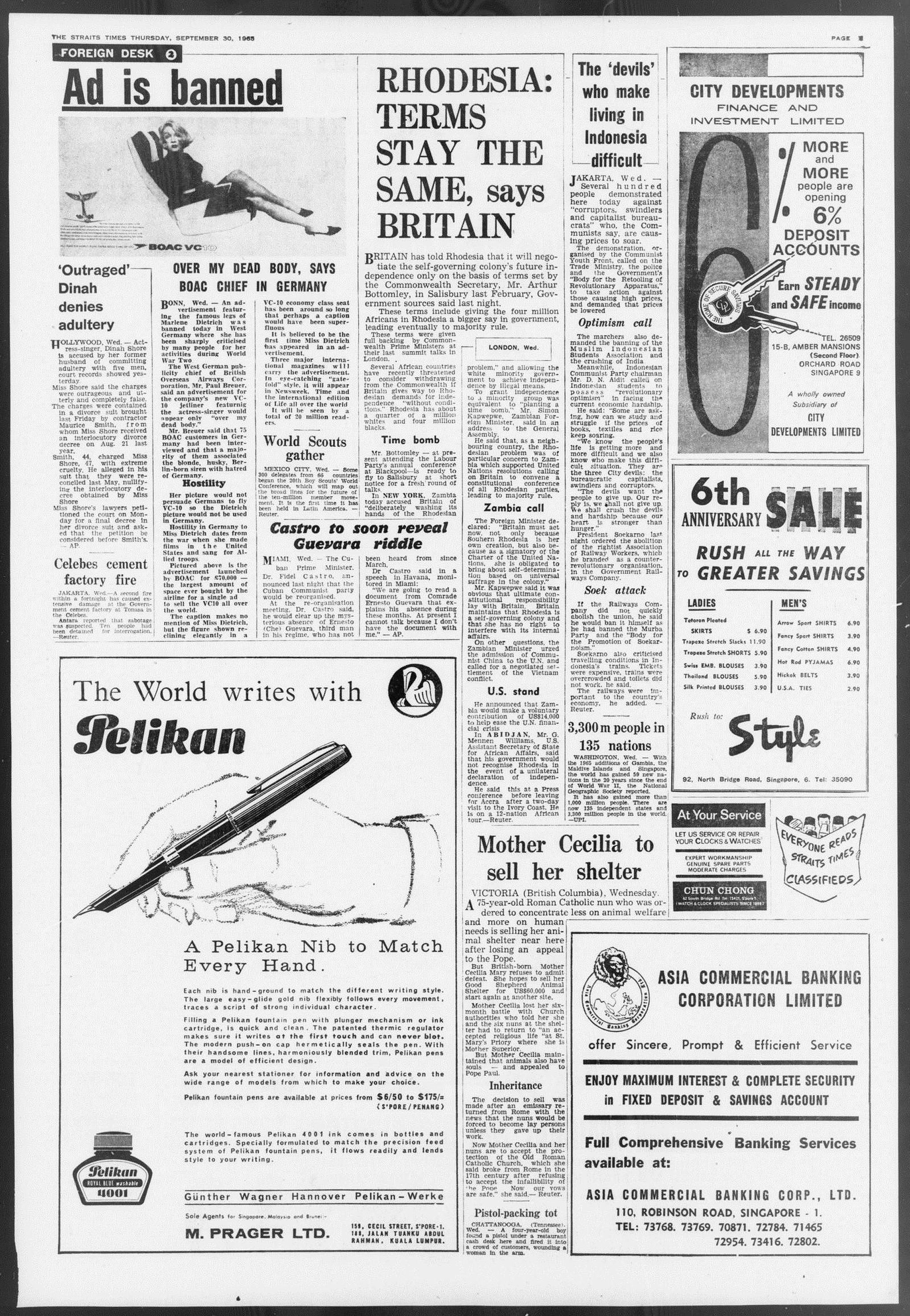 Actress Marlene Dietrich was cast in an ad for British Overseas Airways Corporation.