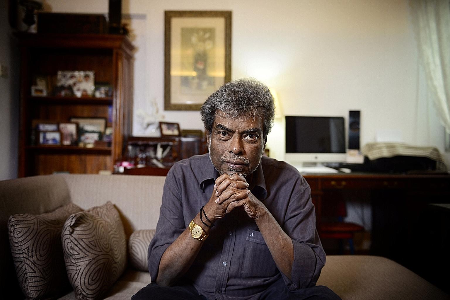 The late Mr Anandan (left) dictated the chapters of It's Easy To Cry (above) while undergoing kidney dialysis treatment last year.