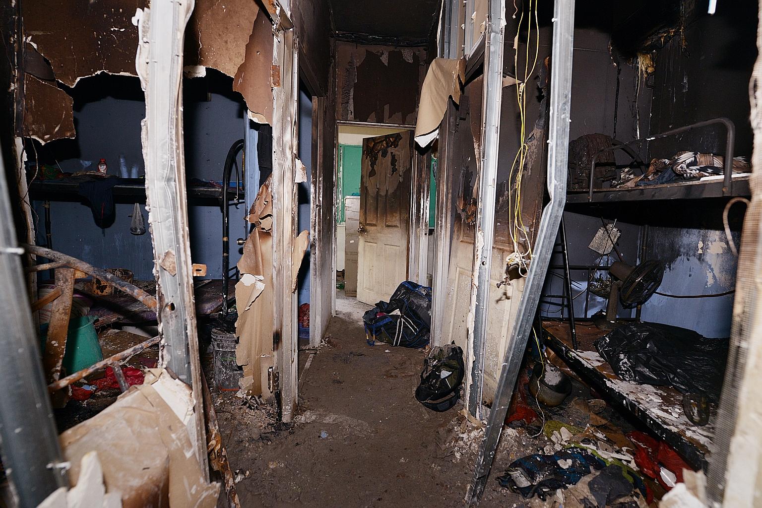 Two Bangladeshi workers were killed when a fire broke out in an improvised dormitory in Lorong 6 Geylang on April 3 this year.