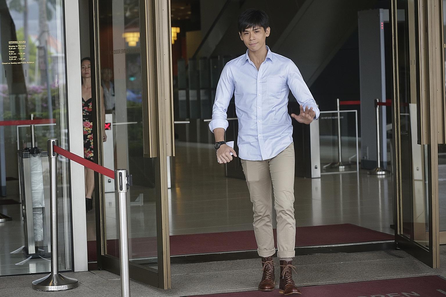 A different man in court yesterday, Pierre Chng Yuheng (above), 20, said he had put his mother in a state "worse than depression".