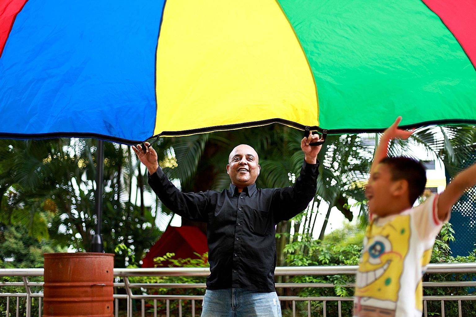 Mr Shaik Ismail, 45, the principal of Impresario Learning Lab in Jalan Bukit Ho Swee, believes in learning through play. Activities in the after-school care centre are unconventional but, he explains, they incentivise students to finish their schoolw