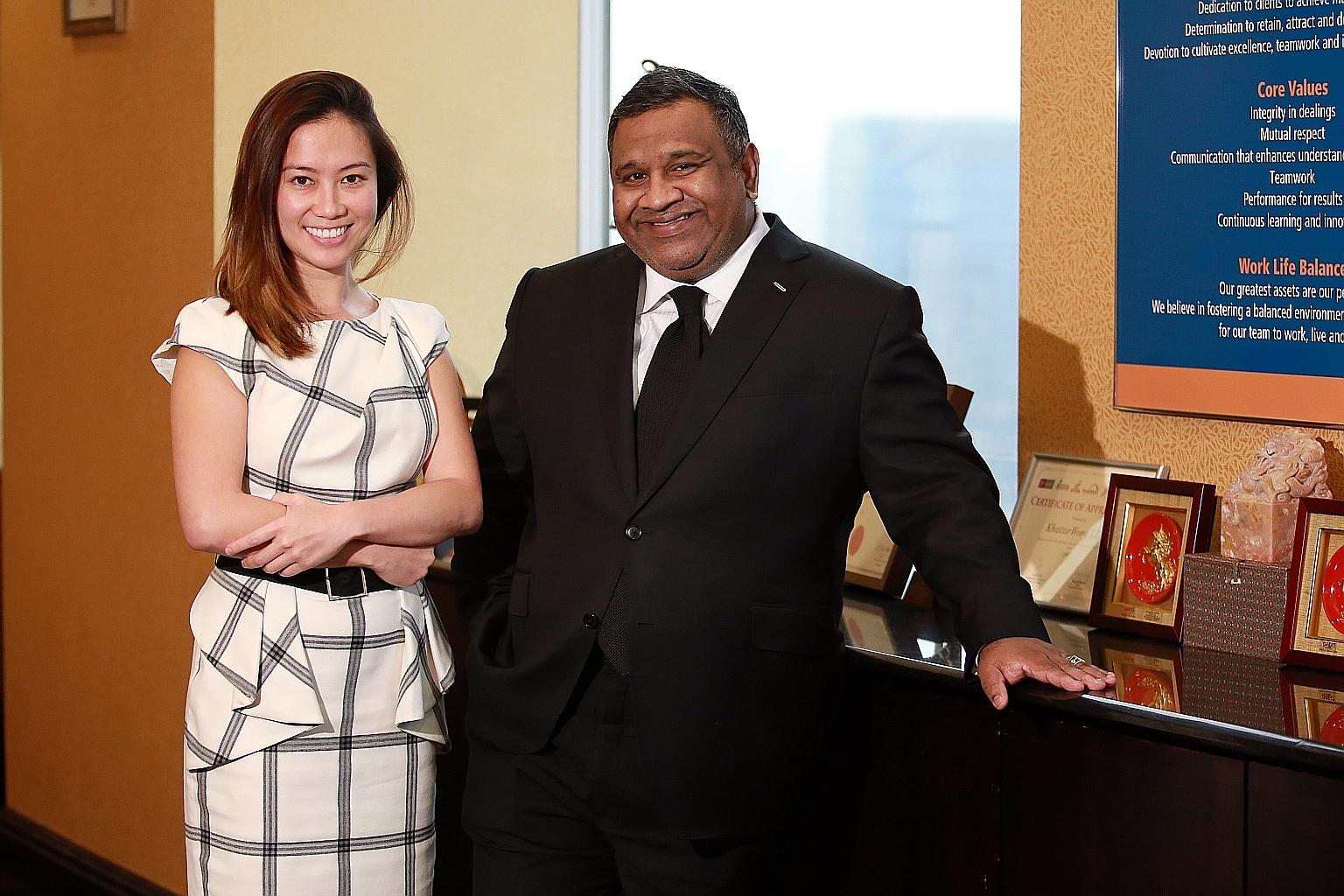 Founder of AsiaLawNetwork.com Cherilyn Tan (left) and Mr Shashi Nathan, who sits on the legal database's board of advisers.