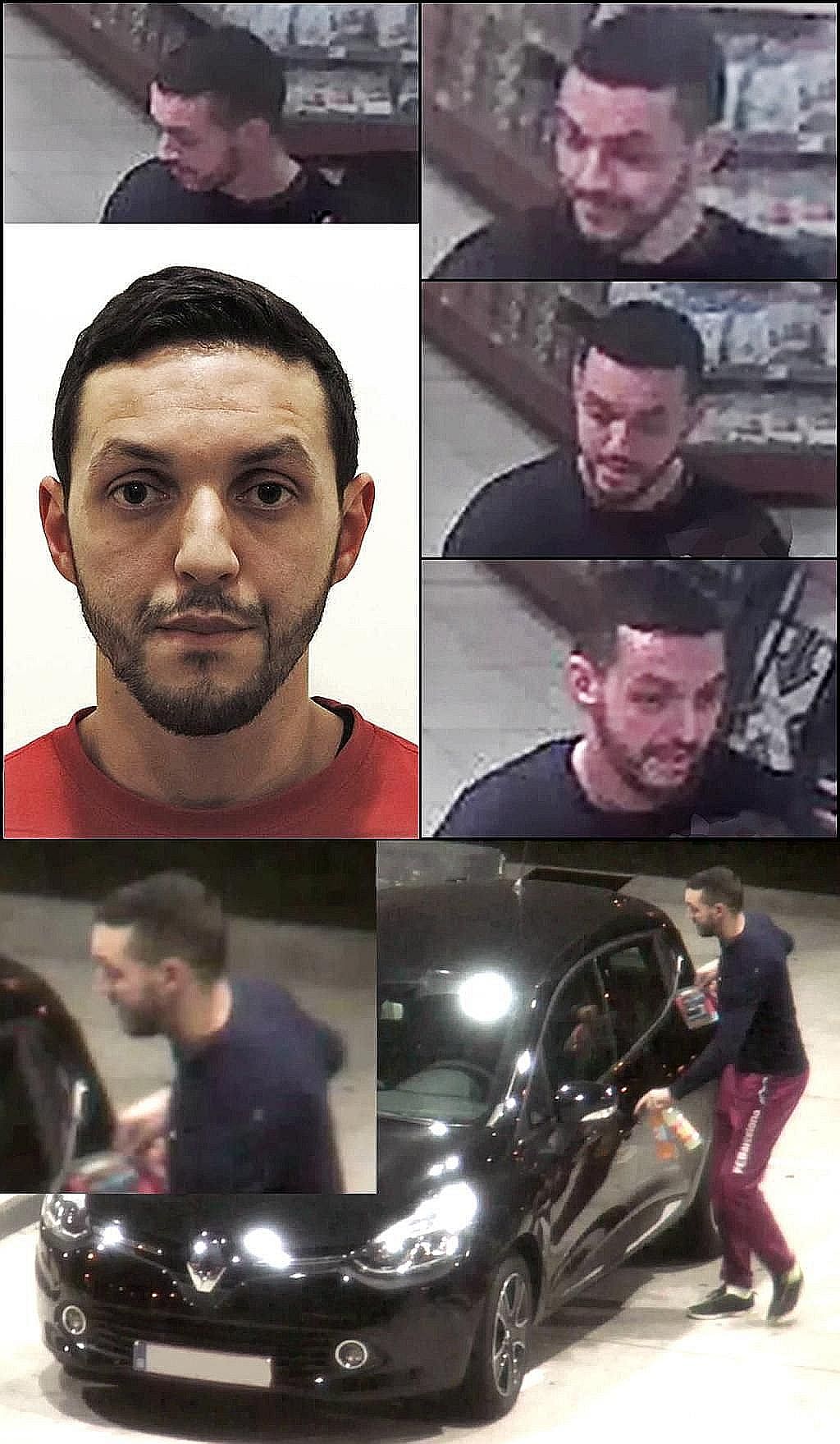 Belgium's state prosecutor has issued an international arrest warrant for Mohamed Abrini (left, in CCTV images), who was seen with Salah Abdeslam, suspected to be the eighth attacker mentioned by ISIS when it claimed responsibility for the Paris atta
