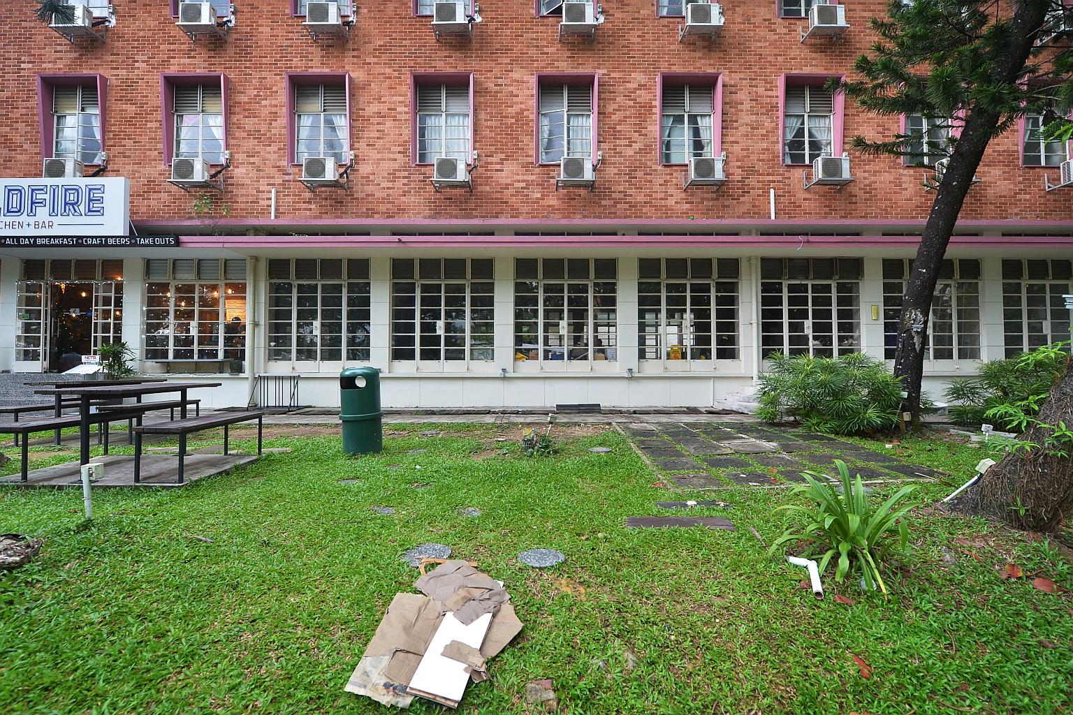 The eating area in Evans Road has been in a state of dilapidation since master tenant Winsta Holding declared bankruptcy, say tenants. Broken tiles littered the sidewalk, makeshift drain covers were upturned, and the carpark gantry remained broken wh