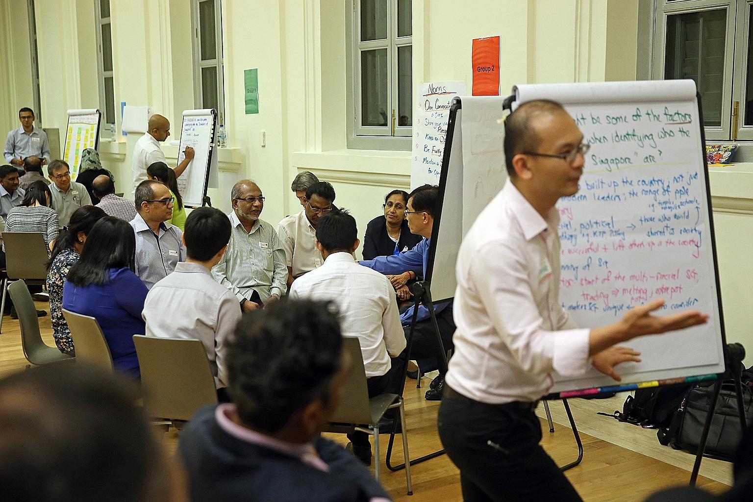 Sixty people from the Indian community yesterday discussed a concept for a memorial to honour the values and ideals of Singapore's founding leaders and inspire future generations. It was the eighth and final session under the first phase of public co