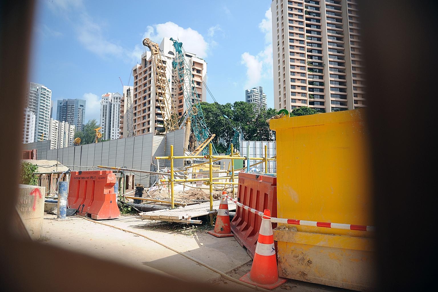 The site at River Valley Green will house Great World MRT station, part of the Thomson- East Coast Line. No stop work order has been issued following the accident last Saturday but workers were told not to use excavators.