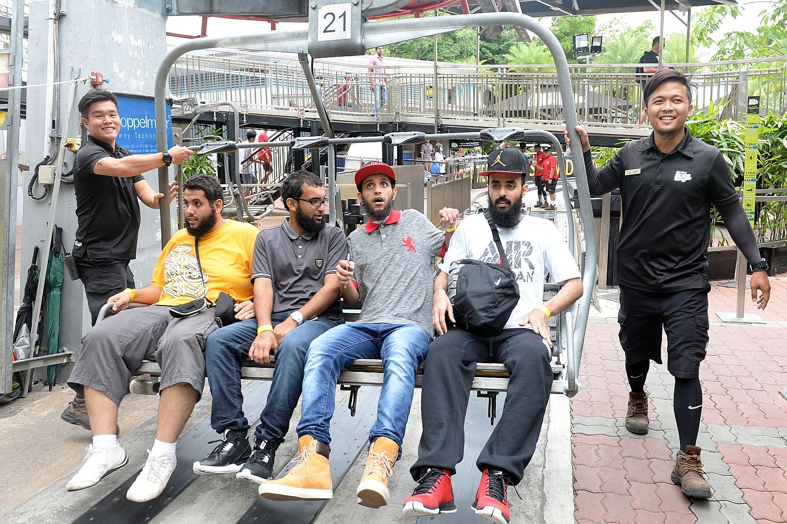 Skyline Luge managers Gary Tiah (at far left) and Abdul Muizz (right) interacted better with guests after completing the Certificate in Attractions course.