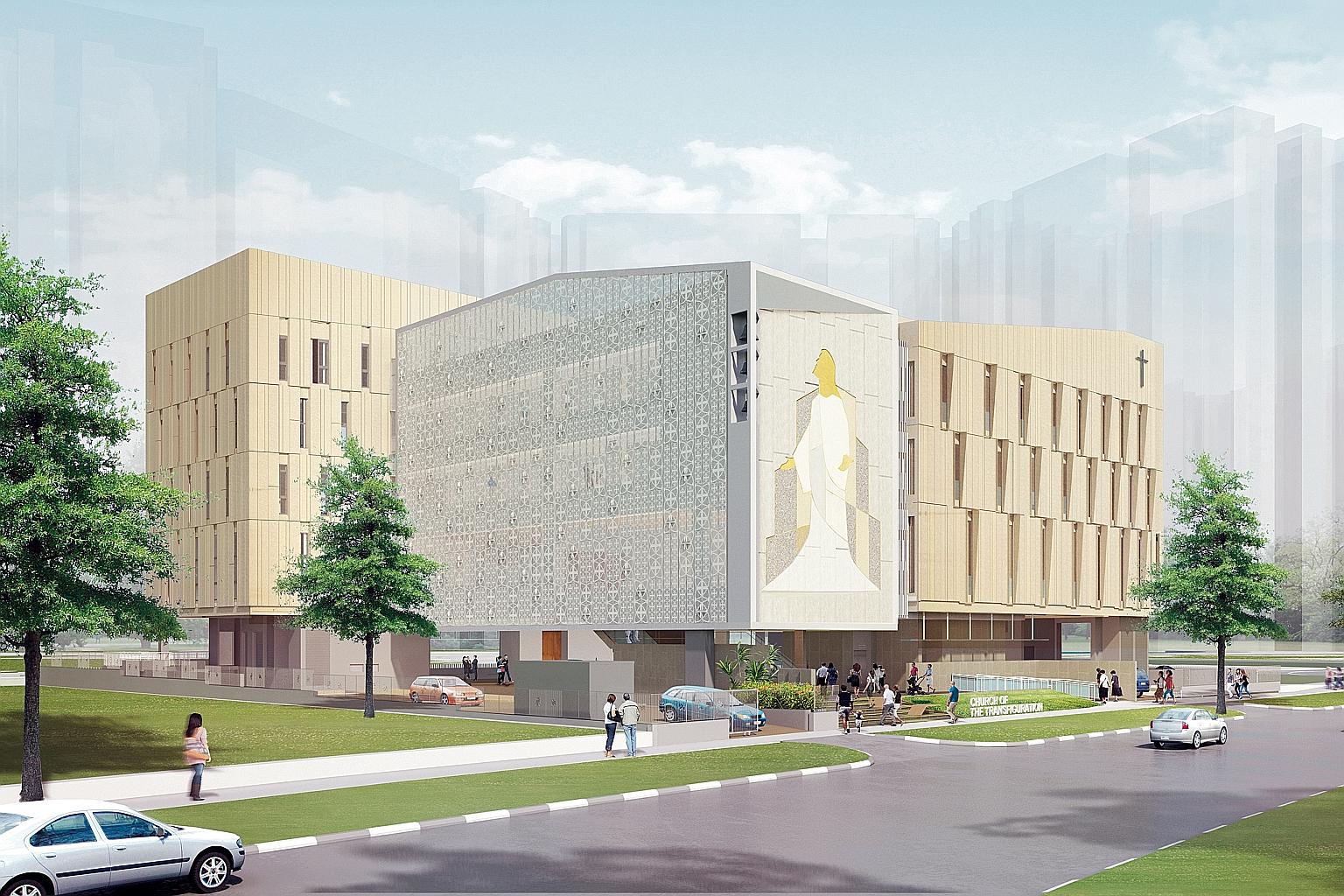 Artist's impression of the church. Construction of the five-storey building, which is slated to open in March next year