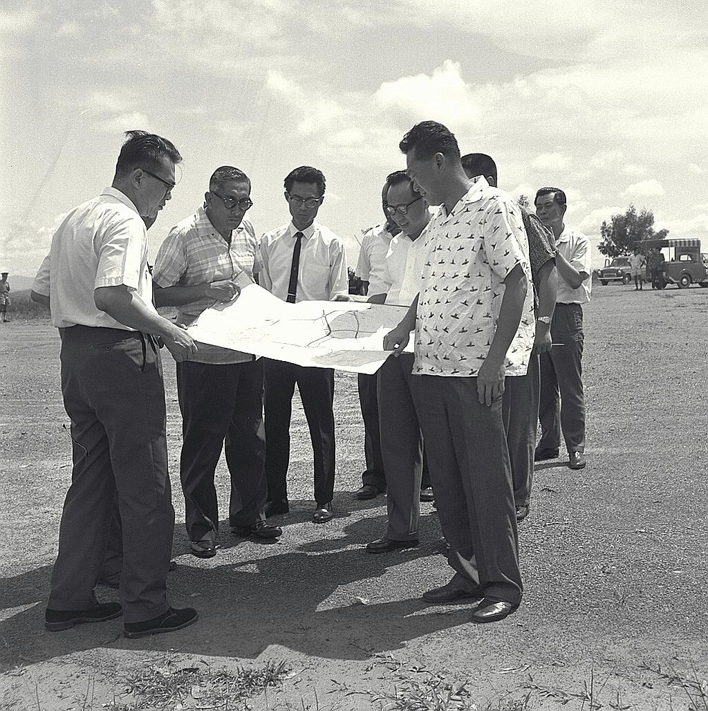Prime Minister Lee Kuan Yew and Public Services Commission chairman Phay Seng Whatt (next to him) touring Jurong industrial estate in 1964 with (from left) EDB chairman Hon Sui Sen and President Yusof Ishak. Yesterday, in Parliament, MP Chee Hong Tat