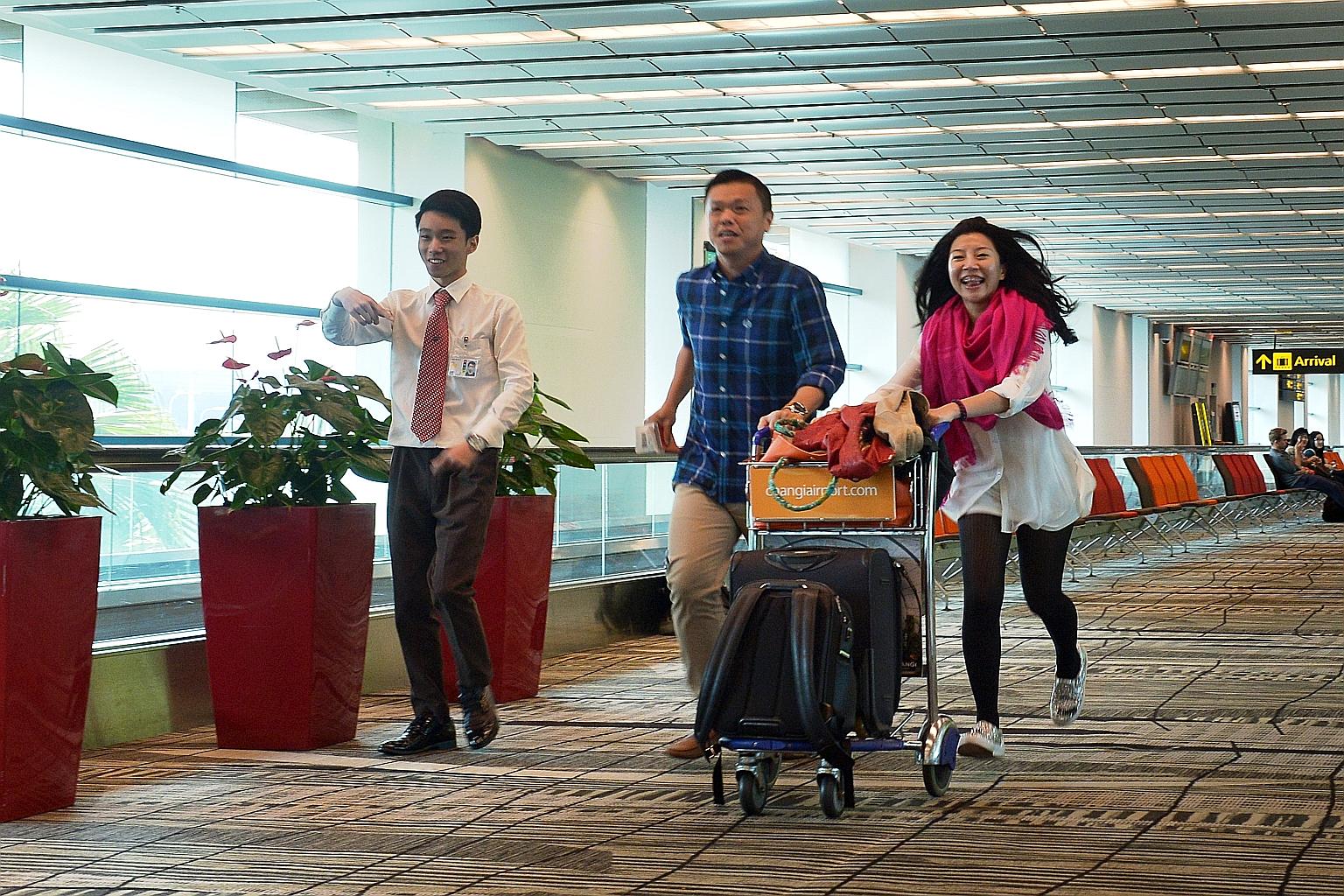 Passengers rushing for their flight at Changi's Terminal 3. Low fuel prices - the lowest in more than a decade - should encourage airlines to grow their business.