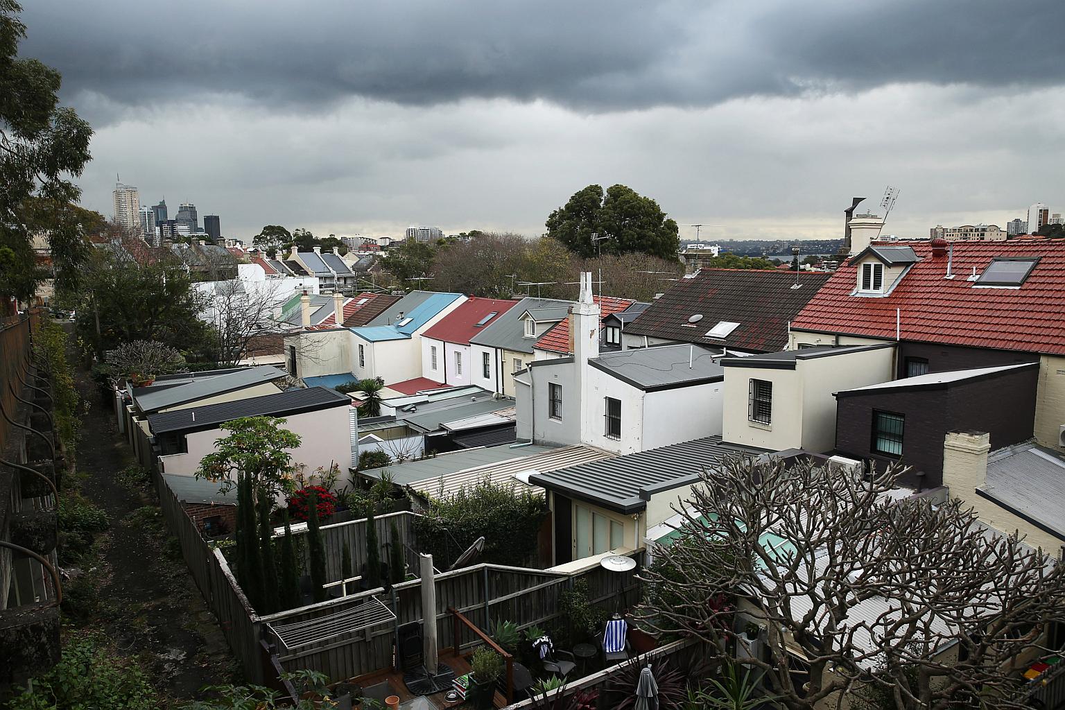 Houses in the suburb of Edgecliff with Sydney's central business district in the background.