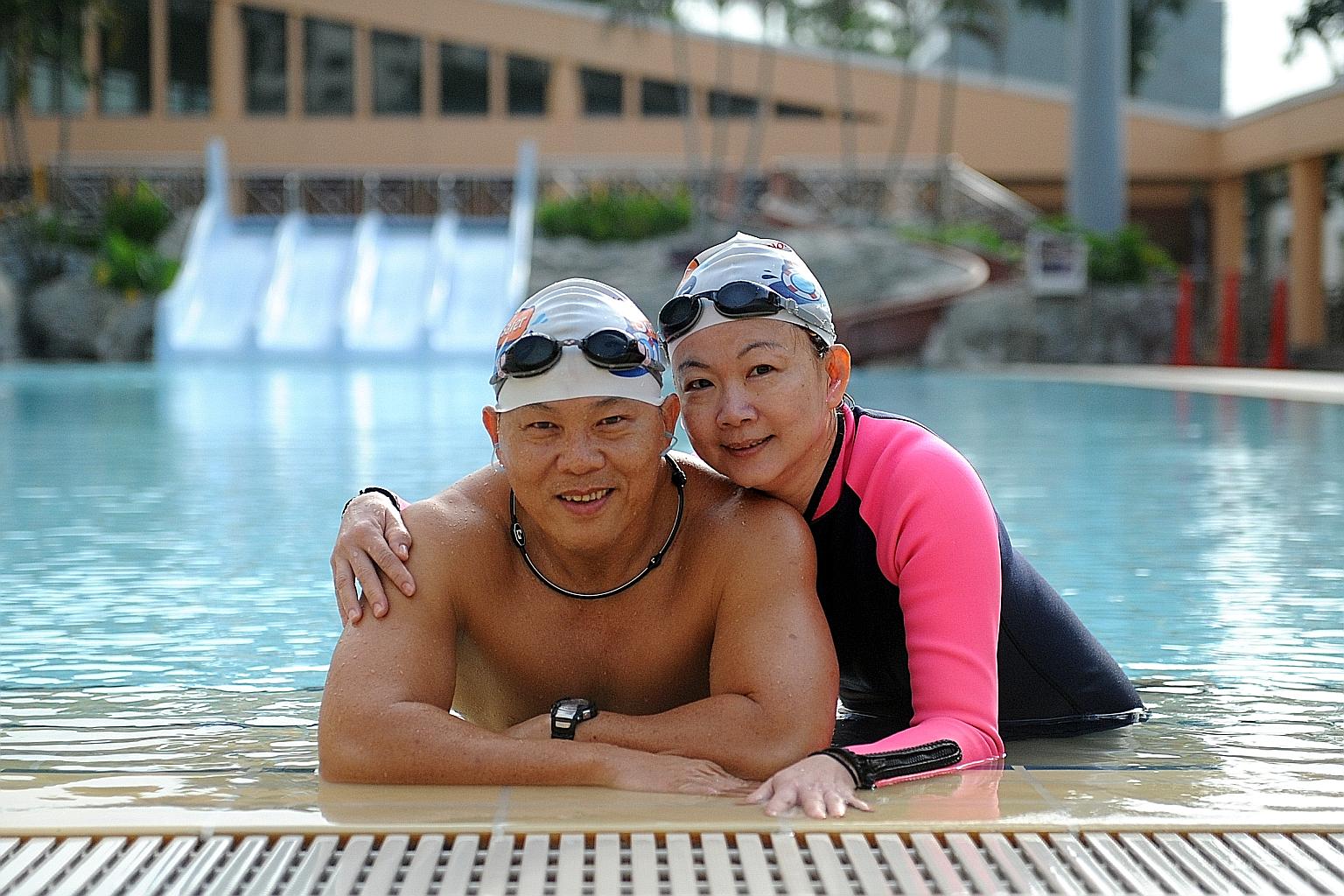 Mr Liew, 55, joined the North West SwimSafer Club for Seniors about a year ago. His wife, Madam Chee, 52, joined recently. Swimming is now part of their routine.