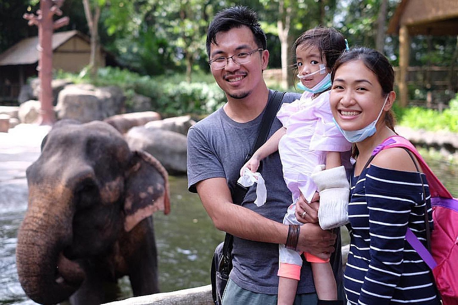 Caitlin visited the zoo with her parents last Thursday after being allowed out of the hospital for an afternoon. Her illness first surfaced as insect bites on her ankle last September.