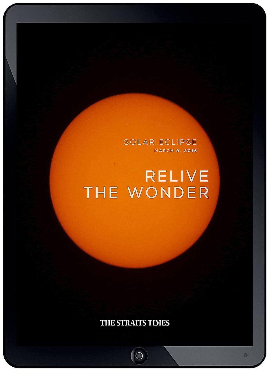 The Straits Times' new e-book (right) features more than 50 of the best shots taken of Wednesday's solar eclipse, including those submitted by ST readers. It is available for download from today.
