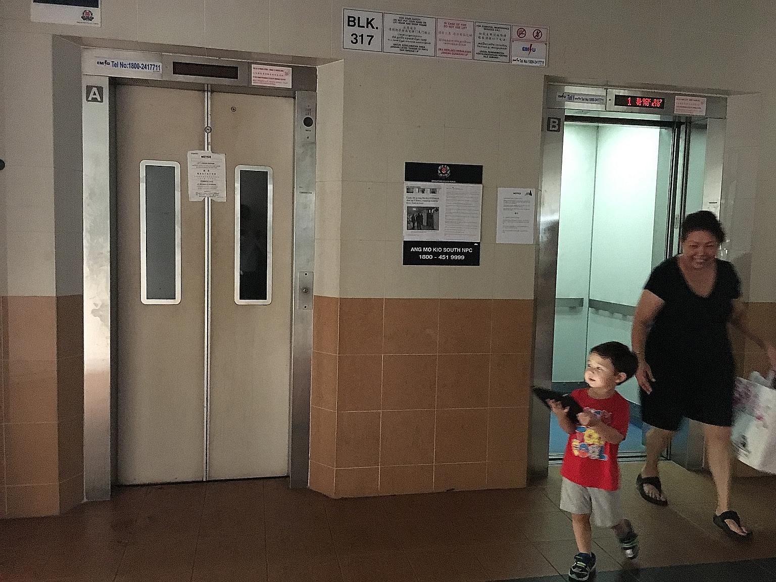 A repair notice pasted on the lift in Ang Mo Kio Street 31 which had suddenly shot up 17 floors and trapped an Indonesian maid on March 7. Lift safety has been in the spotlight after a recent series of lift incidents at HDB blocks, some of which have