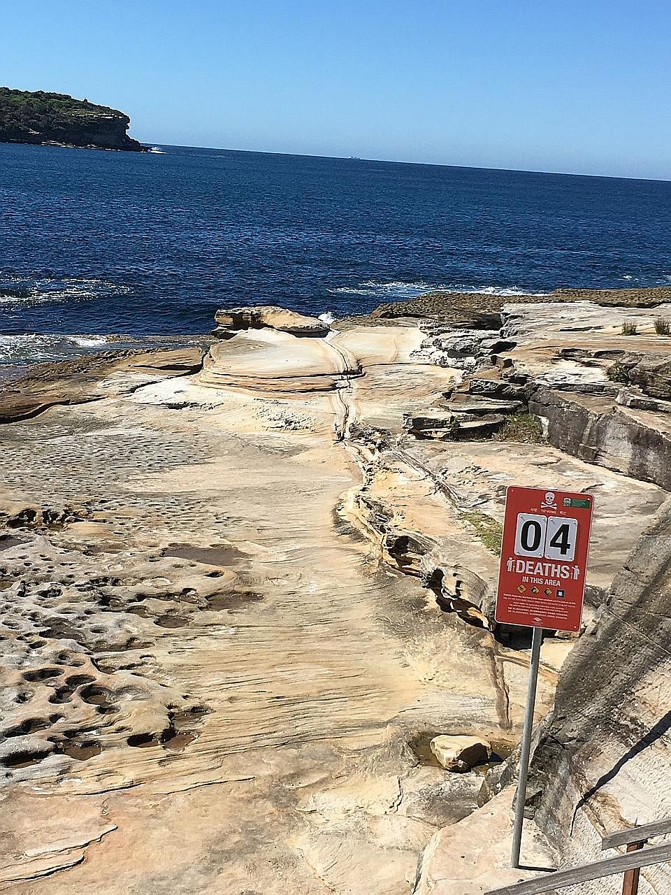 The rock-fishing "death scoreboard" in the suburb of La Perouse installed by the Randwick council in Sydney. Four fishermen have drowned in that spot in the past 10 years. Australia's coastline is dotted with many notorious death spots, where several