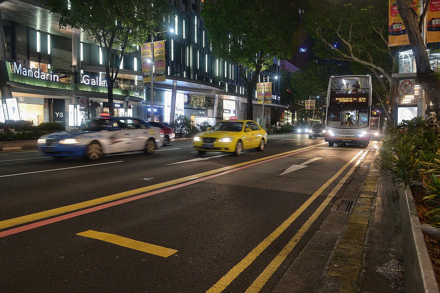 The bus priority boxes will be operational at the stops opposite Mandarin Orchard (above) and Midpoint Orchard.