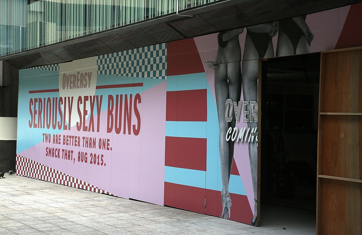 The derogatory advertisements consumers complained about last year included an ad put up by eatery OverEasy Orchard at Liat Towers that featured three scantily clad women exposing their buttocks (not shown).