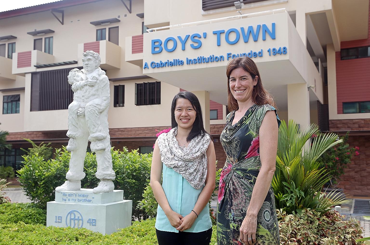 Ms Risela Darmawan (left) and Ms Gillian McConnell are among the staff running the Sanctuary Care service at Boys' Town, which has taken over the foster care service provided by Sanctuary House.