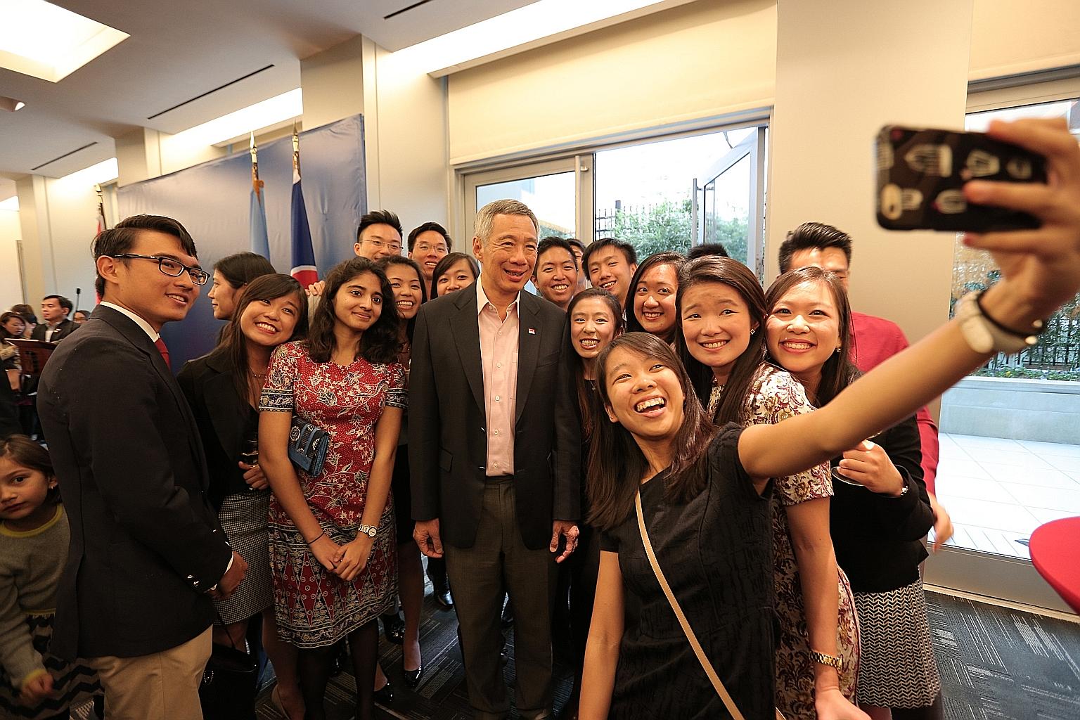 PM Lee spent more than an hour chatting and taking photos with guests at Sunday's reception with Singaporeans held at the Permanent Mission of Singapore to the UN.