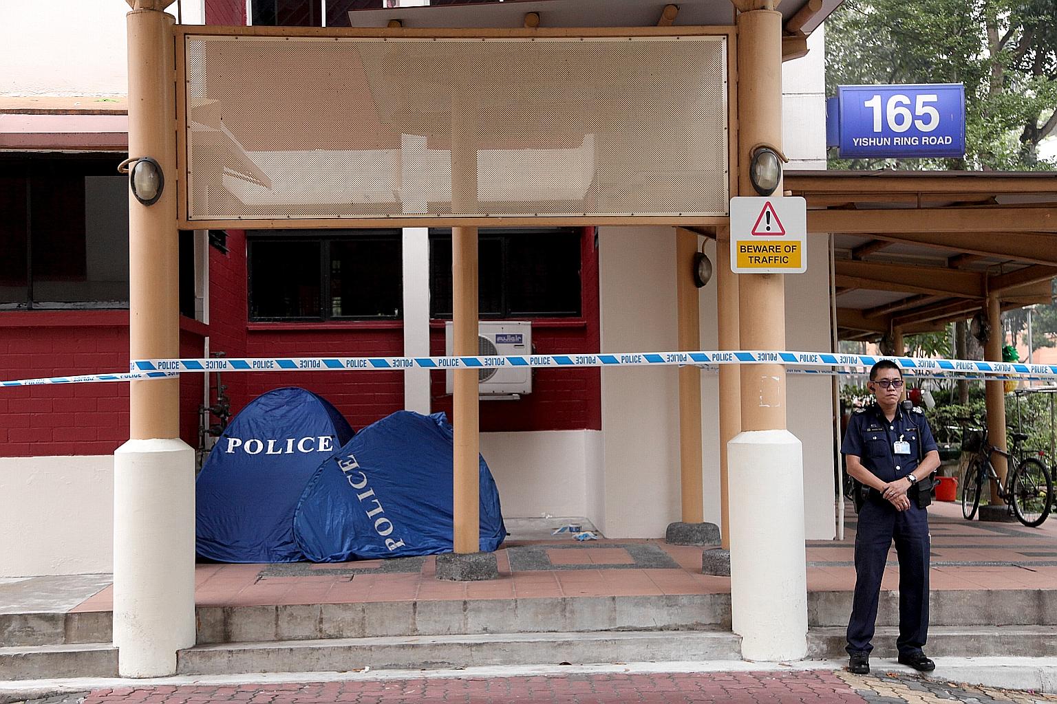 Darien, four, had climbed out a window onto the air-con ledge before falling over on Oct 6 last year. He was pronounced dead at the scene.