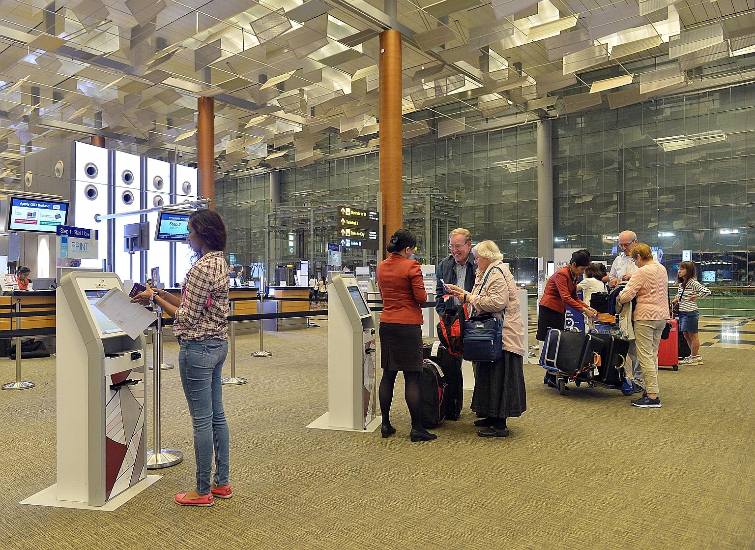 Self-service options such as do-it-yourself check-in is already available at Changi Airport's Terminal 3. T4, which opens next year, will rely mainly on self-service kiosks to process travellers from check-in to aircraft boarding.
